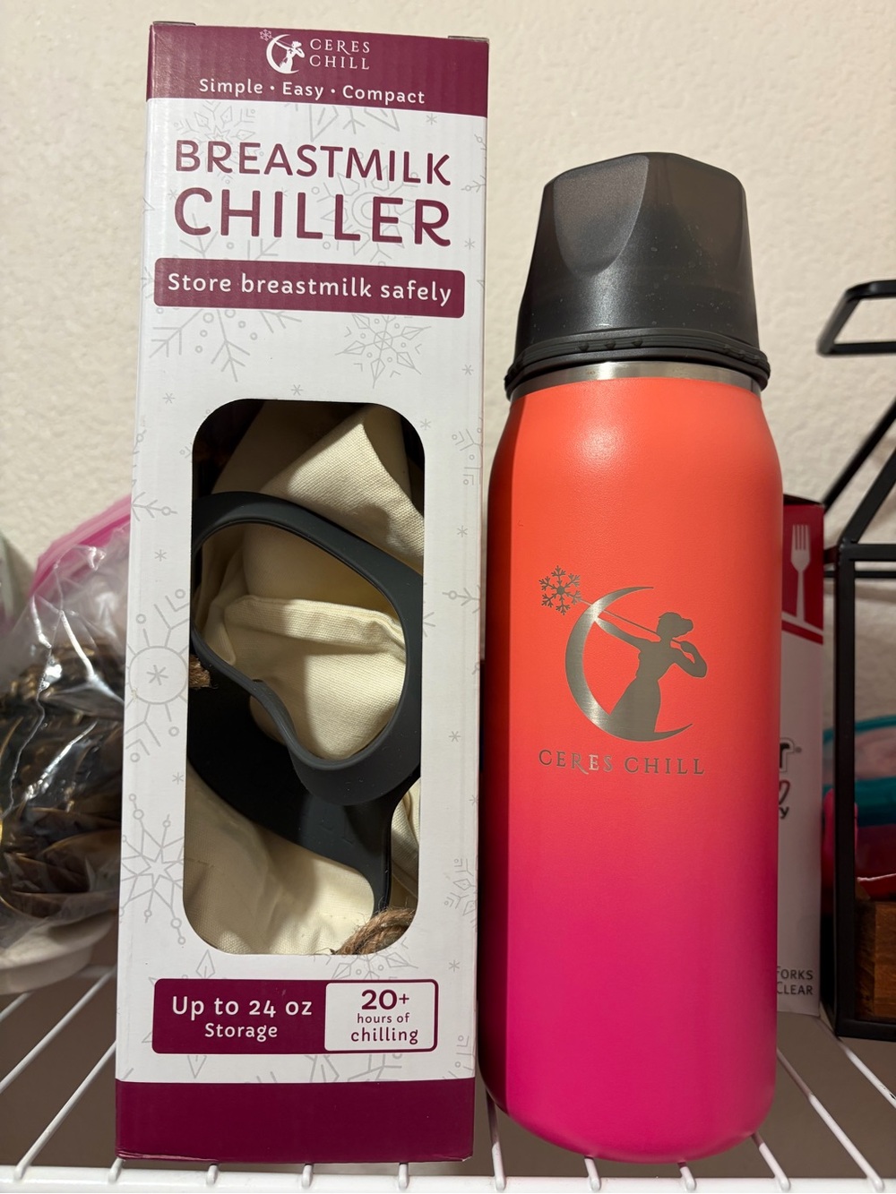 Ceres Chill Breastmilk Chiller Bottle - Coral to Pink Ombre
